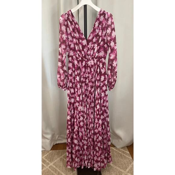 ML Monique Lhuillier Melanie Long-Sleeve V-Neck A-Line Maxi Dress Size 4 NWT - Picture 11 of 16